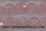 CRQ361 15.5 inches 10mm faceted coin rose quartz beads wholesale