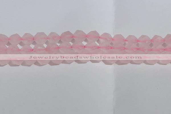 CRQ409 15.5 inches 12mm faceted nuggets matte rose quartz beads