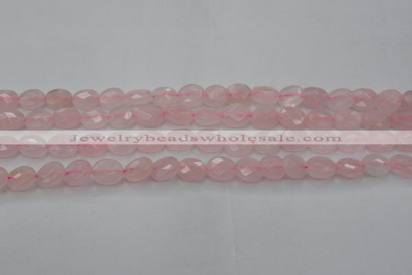 CRQ618 15.5 inches 8*10mm faceted oval rose quartz beads wholesale