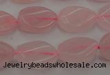CRQ640 15.5 inches 13*18mm twisted flat teardrop rose quartz beads