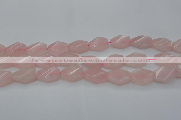 CRQ653 15.5 inches 15*20mm twisted hexagon rose quartz beads