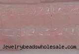 CRQ706 15.5 inches 14*31mm carved column rose quartz beads