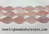 CRQ756 15.5 inches 25*35mm flat teardrop rose quartz beads