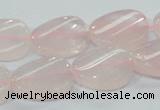 CRQ80 15.5 inches 15*20mm twisted oval natural rose quartz beads