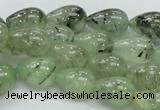 CRU105 15.5 inches 10*14mm teardrop green rutilated quartz beads