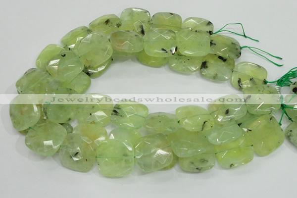 CRU121 15.5 inches 25*25mm faceted square green rutilated quartz beads