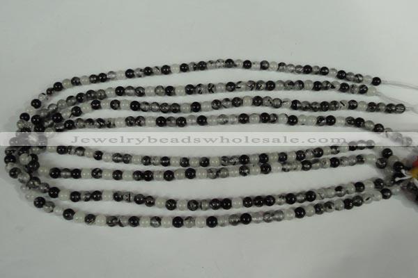 CRU301 15.5 inches 5mm round black rutilated quartz beads