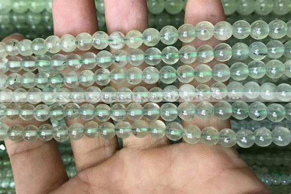 CRU811 15.5 inches 6mm round green rutilated quartz beads
