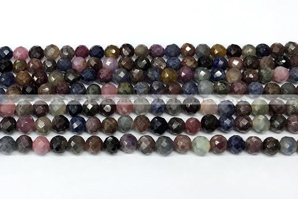 CRZ1169 15 inches 6mm faceted round ruby sapphire beads