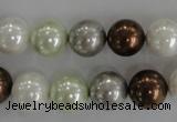 CSB1090 15.5 inches 12mm round mixed color shell pearl beads