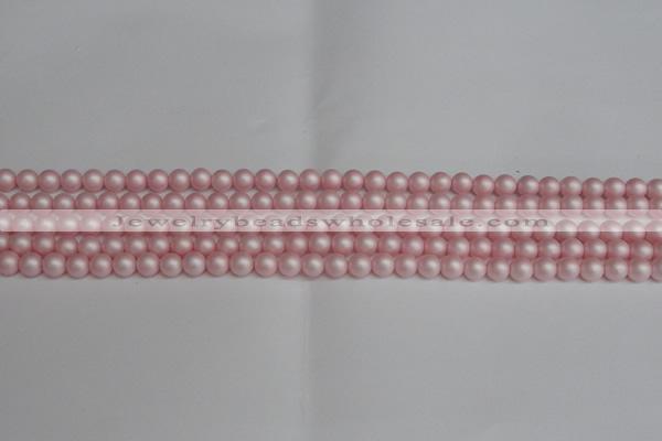 CSB1370 15.5 inches 4mm matte round shell pearl beads wholesale