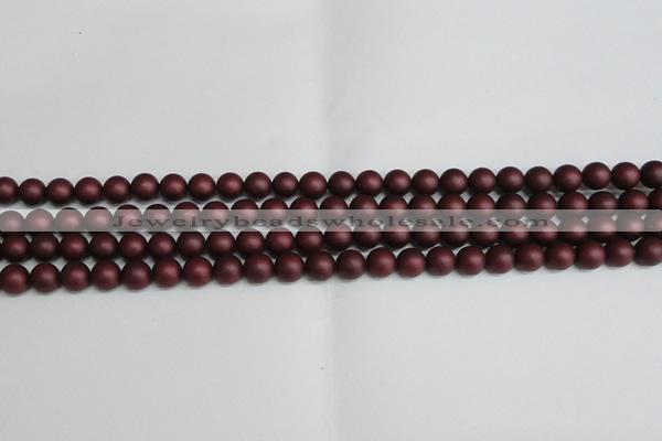 CSB1450 15.5 inches 4mm matte round shell pearl beads wholesale