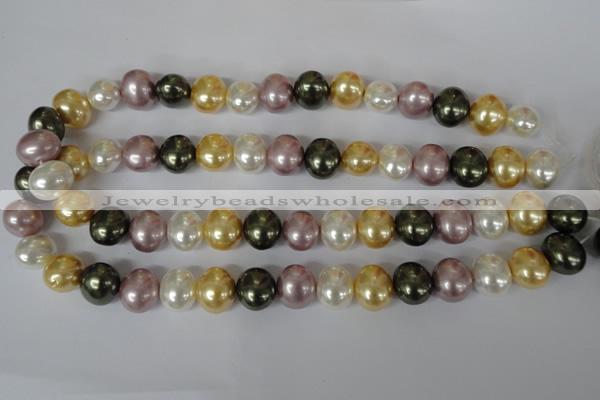 CSB156 15.5 inches 12*15mm – 13*16mm oval mixed color shell pearl beads