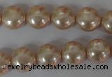 CSB180 15.5 inches 12mm flat round shell pearl beads wholesale