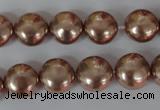 CSB182 15.5 inches 12mm flat round shell pearl beads wholesale