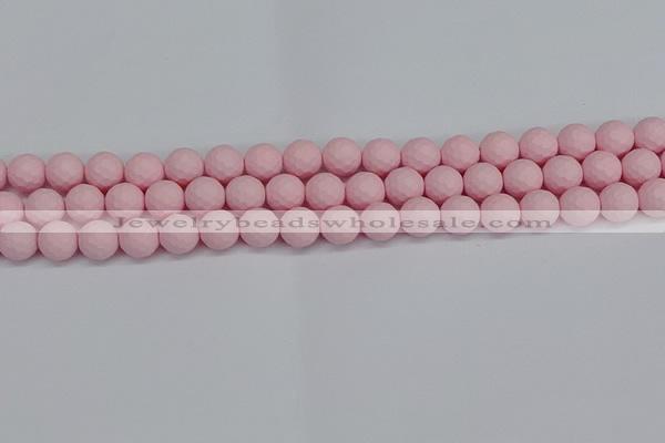 CSB1841 15.5 inches 6mm faceetd round matte shell pearl beads