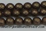 CSB1921 15.5 inches 6mm faceted round matte shell pearl beads