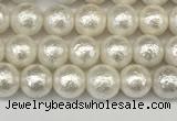 CSB2200 15.5 inches 4mm round wrinkled shell pearl beads wholesale