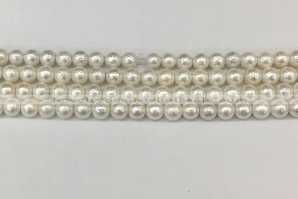 CSB2201 15.5 inches 6mm round wrinkled shell pearl beads wholesale