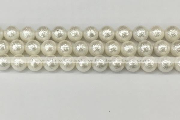 CSB2203 15.5 inches 10mm round wrinkled shell pearl beads wholesale