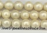 CSB2210 15.5 inches 4mm round wrinkled shell pearl beads wholesale
