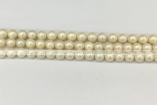 CSB2211 15.5 inches 6mm round wrinkled shell pearl beads wholesale