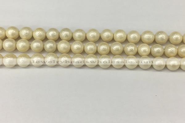 CSB2212 15.5 inches 8mm round wrinkled shell pearl beads wholesale