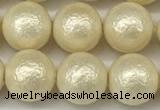 CSB2213 15.5 inches 10mm round wrinkled shell pearl beads wholesale