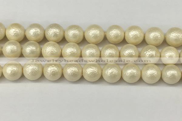 CSB2215 15.5 inches 14mm round wrinkled shell pearl beads wholesale