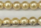 CSB2220 15.5 inches 4mm round wrinkled shell pearl beads wholesale