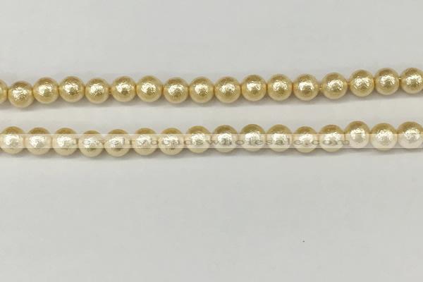 CSB2221 15.5 inches 6mm round wrinkled shell pearl beads wholesale