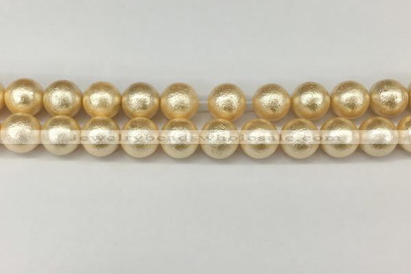 CSB2225 15.5 inches 14mm round wrinkled shell pearl beads wholesale