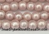 CSB2230 15.5 inches 4mm round wrinkled shell pearl beads wholesale