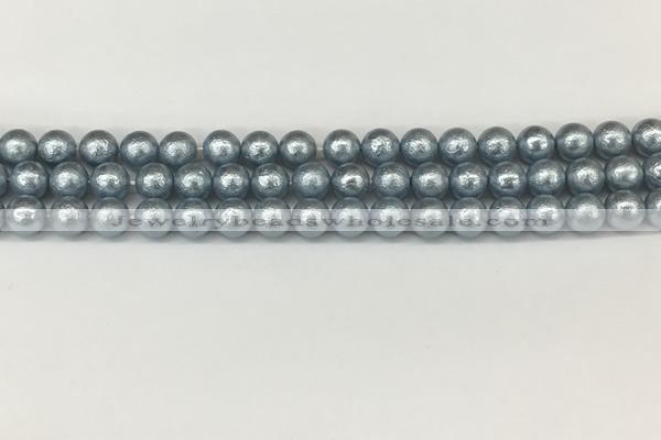 CSB2281 15.5 inches 6mm round wrinkled shell pearl beads wholesale