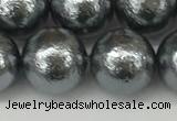 CSB2295 15.5 inches 14mm round wrinkled shell pearl beads wholesale