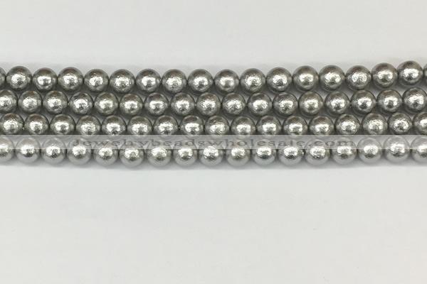 CSB2301 15.5 inches 6mm round wrinkled shell pearl beads wholesale