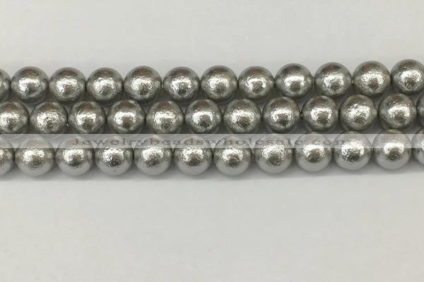 CSB2304 15.5 inches 12mm round wrinkled shell pearl beads wholesale