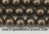 CSB2310 15.5 inches 4mm round wrinkled shell pearl beads wholesale