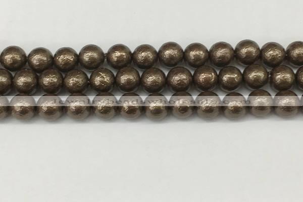 CSB2313 15.5 inches 10mm round wrinkled shell pearl beads wholesale
