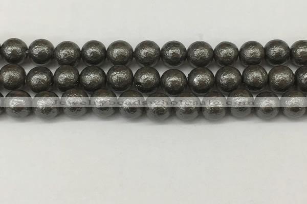 CSB2324 15.5 inches 12mm round wrinkled shell pearl beads wholesale
