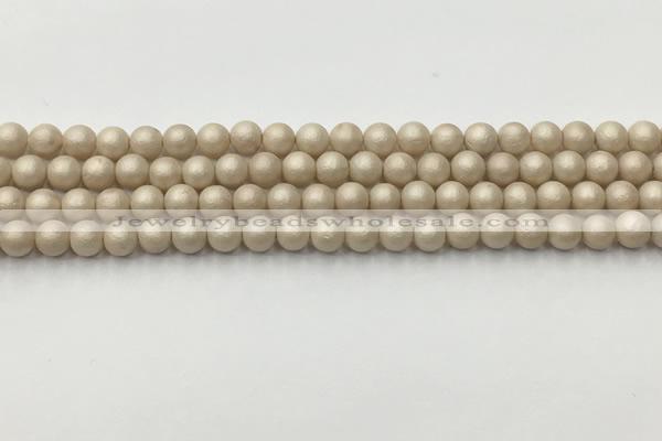 CSB2370 15.5 inches 4mm round matte wrinkled shell pearl beads