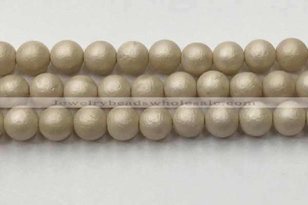 CSB2376 15.5 inches 16mm round matte wrinkled shell pearl beads