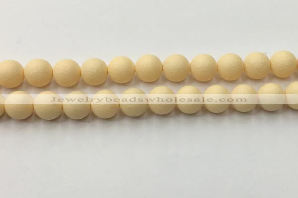 CSB2384 15.5 inches 12mm round matte wrinkled shell pearl beads