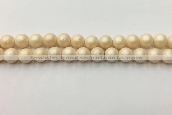 CSB2393 15.5 inches 10mm round matte wrinkled shell pearl beads