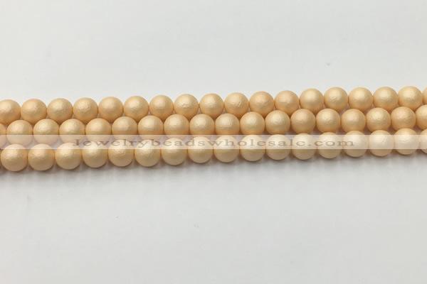 CSB2400 15.5 inches 4mm round matte wrinkled shell pearl beads