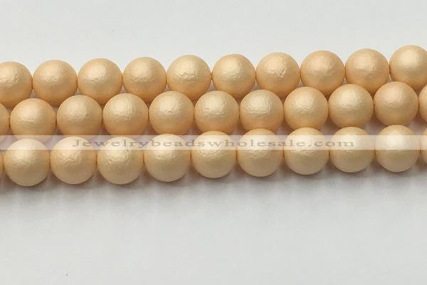 CSB2405 15.5 inches 14mm round matte wrinkled shell pearl beads