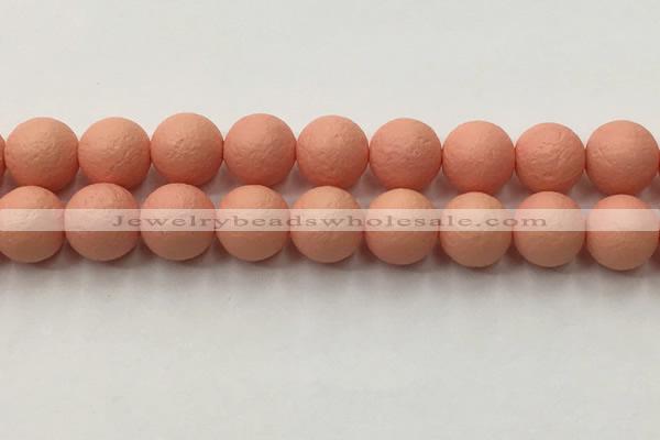 CSB2426 15.5 inches 16mm round matte wrinkled shell pearl beads