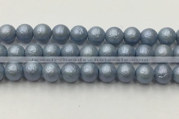 CSB2476 15.5 inches 16mm round matte wrinkled shell pearl beads