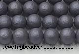 CSB2480 15.5 inches 4mm round matte wrinkled shell pearl beads