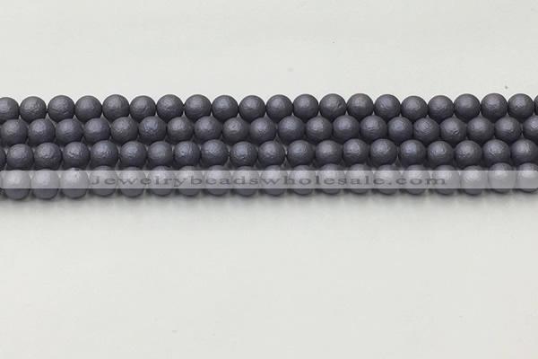 CSB2480 15.5 inches 4mm round matte wrinkled shell pearl beads